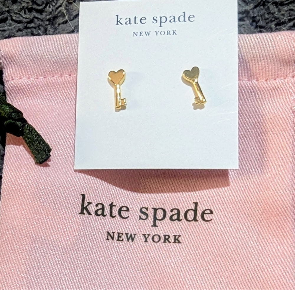 kate spade New York Heart Key Stud Earrings - Gold Tone